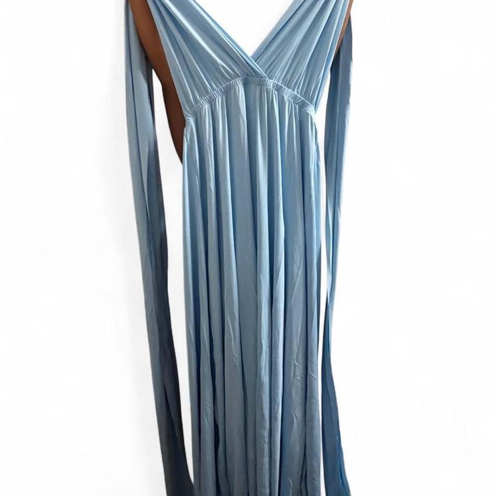 Amazon Convertible Maxi Dress Size XL Light Blue Wrap Gown